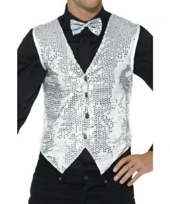 Smiffys Silver Sequin Waistcoat Mensc