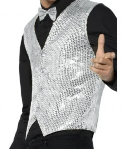 Smiffys Silver Sequin Waistcoat Mensc