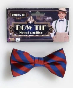 Forum Novelties Suspenders & Ties Striped Bow Tie - Red & Blue