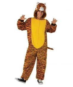 Rubie's Deerfield Tiger Furry Onesie Costume-Adult Mensc