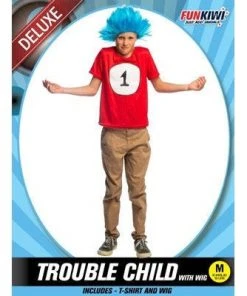 Allen Trading Trouble Child Costume With Blue Wig Girls Costumes