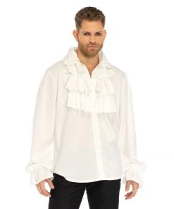 Tomfoolery White Ruffle Front Shirt