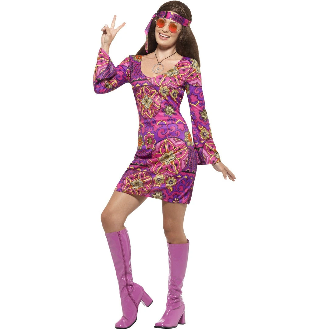 Smiffys Woodstock Hippie Ladies Costume Ladiesc 1 Smiffys Woodstock Hippie Ladies Costume Ladiesc